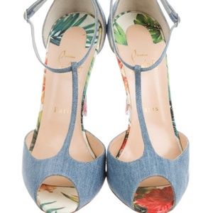 Christian Louboutin - Denim Peep Toe Ankle Straps